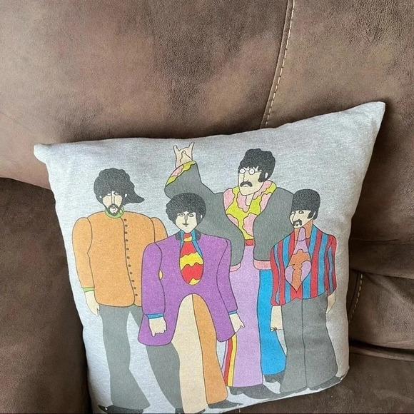 Handmade The Beatles Yellow Submarine Cartoon Grey Jersey Throw Pillow - Picture 2 of 10